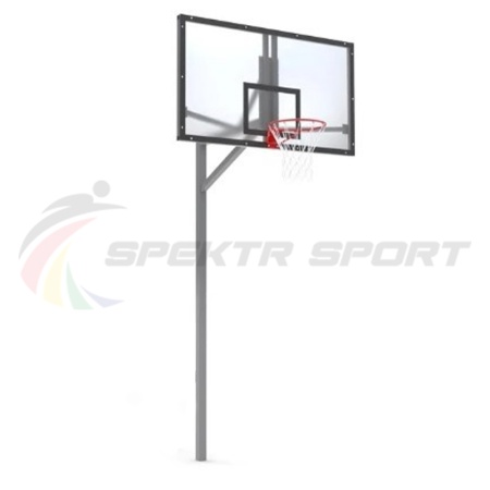Купить Стойка баскетбольная уличная упрощенная со щитом из оргстекла, кольцом и сеткой SP D 412 в Апатитах 
