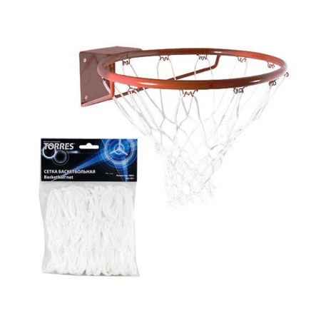 Купить Сетка баскетбольная Torres, нить 4 мм, белая в Апатитах 