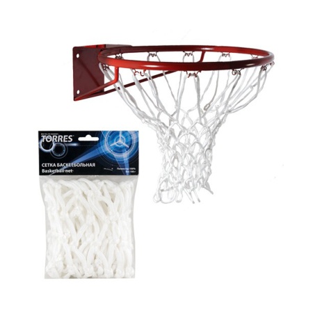 Купить Сетка баскетбольная Torres, нить 6 мм, белая в Апатитах 